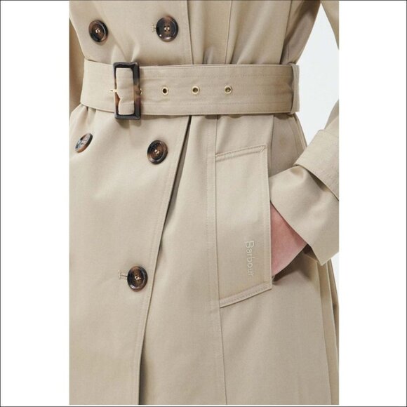 Women's Barbour Short Greta Showerproof Trench Coat Jacket-Size 14 - Picture 6 of 16